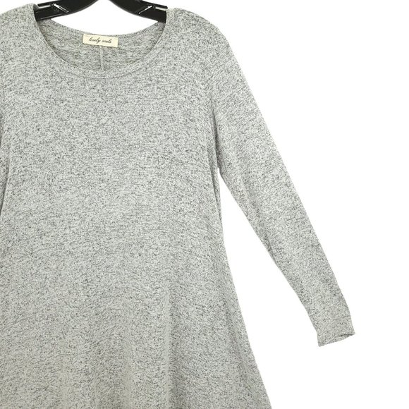 Lovely Souls Gray Knit Tunic Top Womens Size S Round Neck Long Sleeve Pockets - Picture 6 of 11